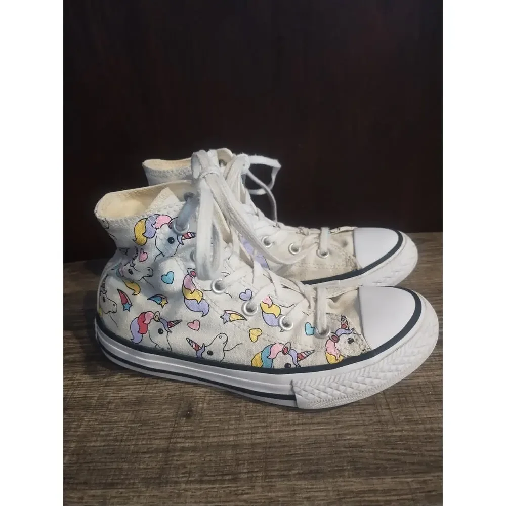 Converse Unicorn Rainbow Youth canvas High Top Sneakers Girls Size 1 Lace up